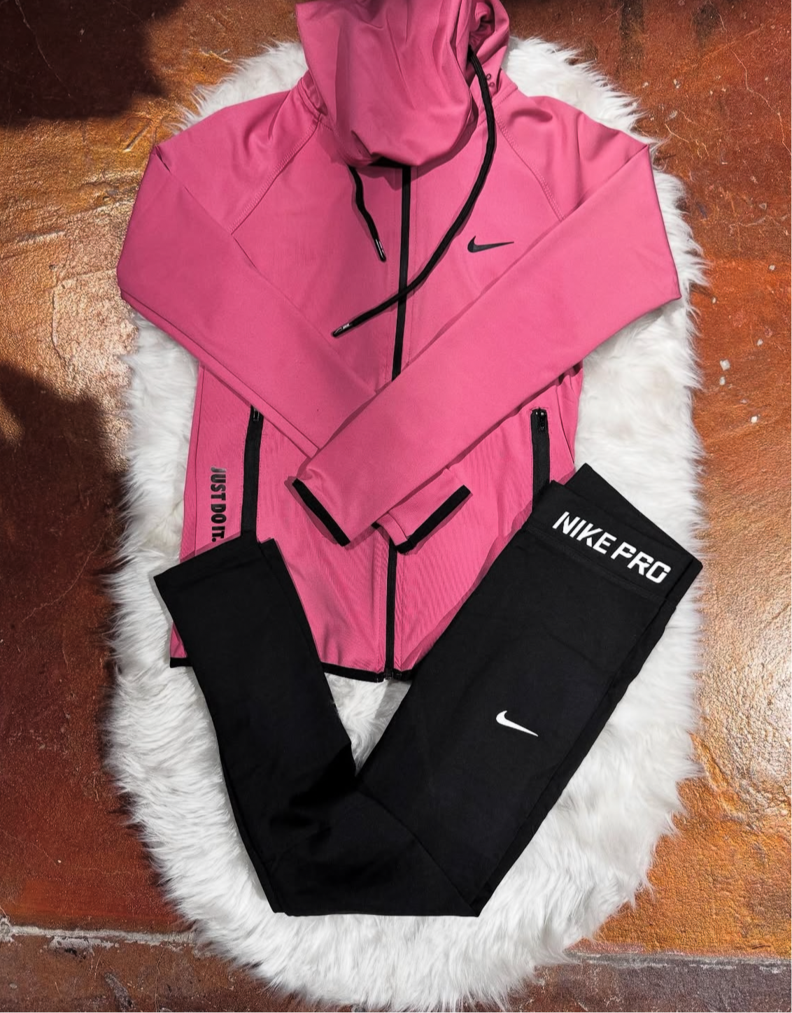 Tam Fermuar Kapüşonlu Sweatshirt Tayt Takım