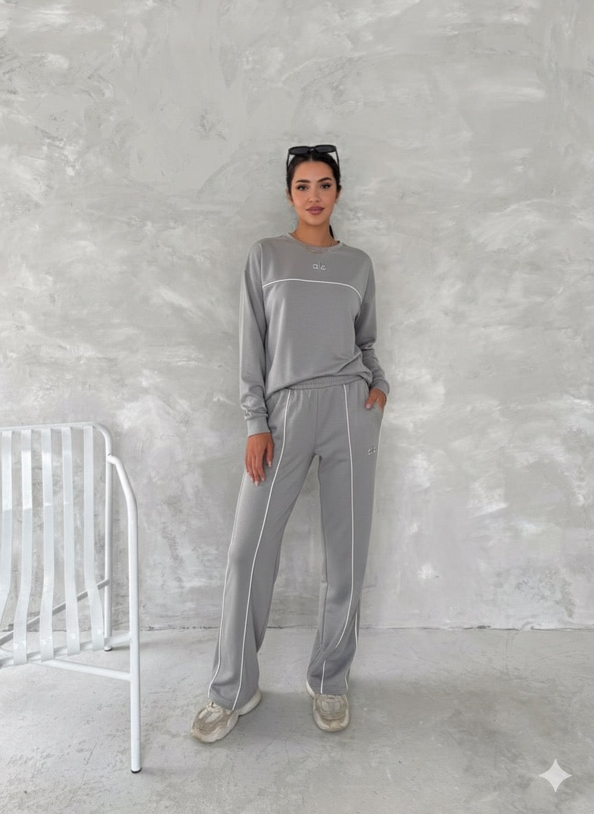 Biyeli Sweatshirt Palazzo Pantolon Takım