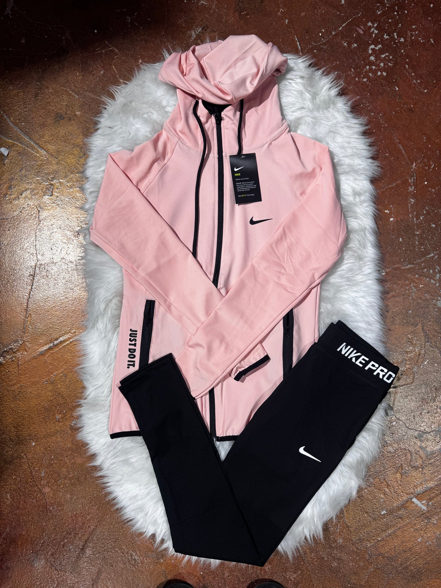 Tam Fermuarlı Kapüşonlu SweatShirt Tayt Takım