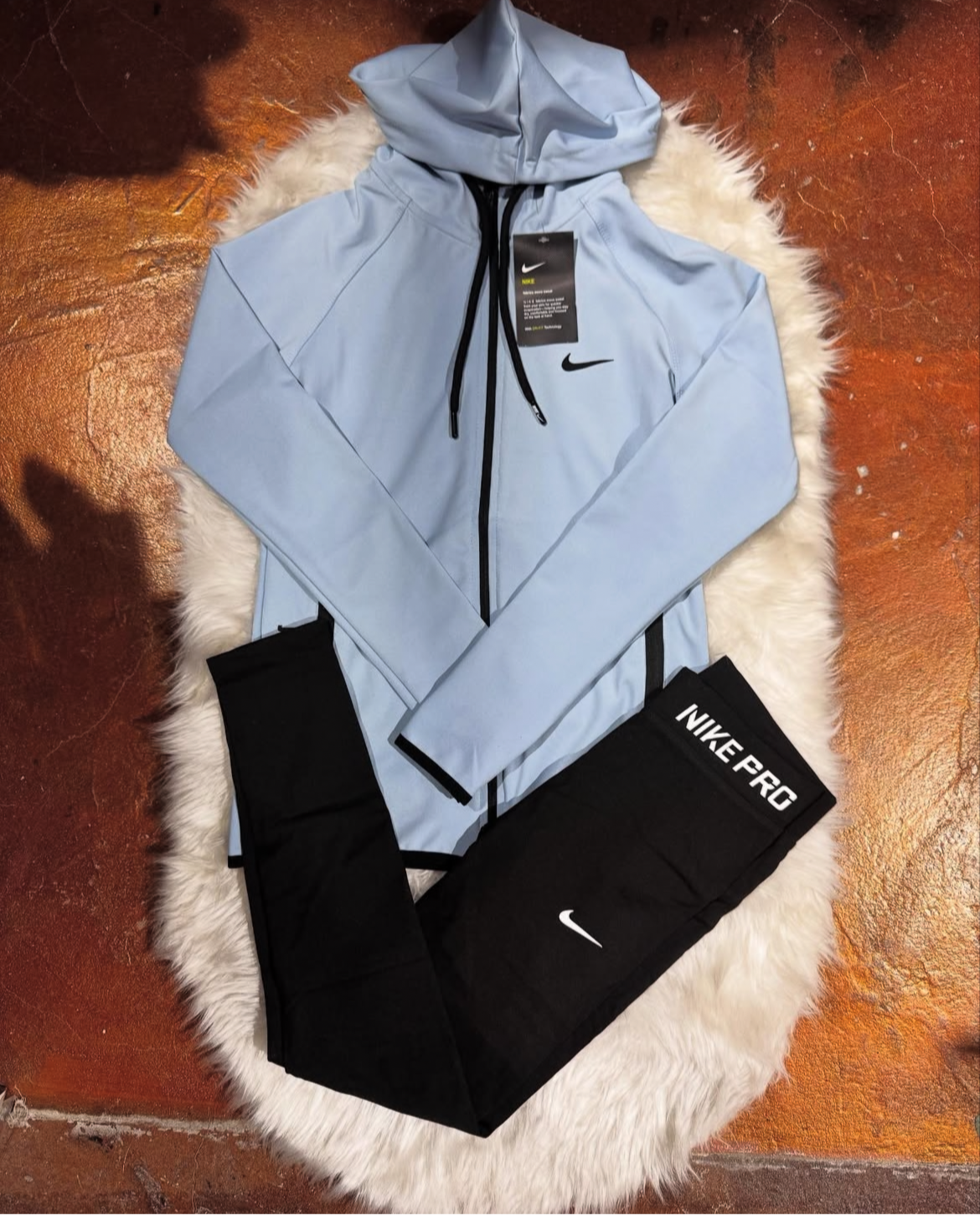 Tam Fermuar Kapüşonlu Sweatshirt Tayt Takım