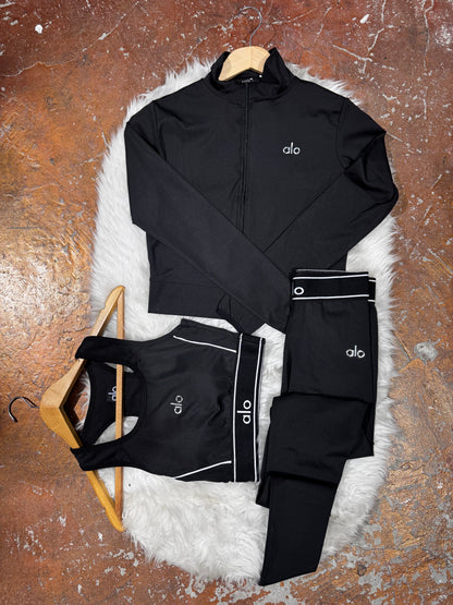 Tam Fermuarlı Sweatshirt,Büstiyer Tayt, 3’lü Full Set