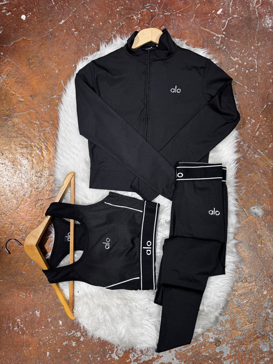 Tam Fermuarlı Sweatshirt,Büstiyer Tayt, 3’lü Full Set
