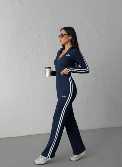 Premium Çift Şeritli Tam Fermuarlı Sweatshirt Pantolon Takım