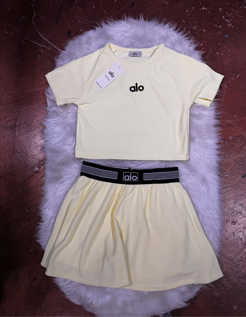 Crop T-Shirt Şortlu Etek Takım