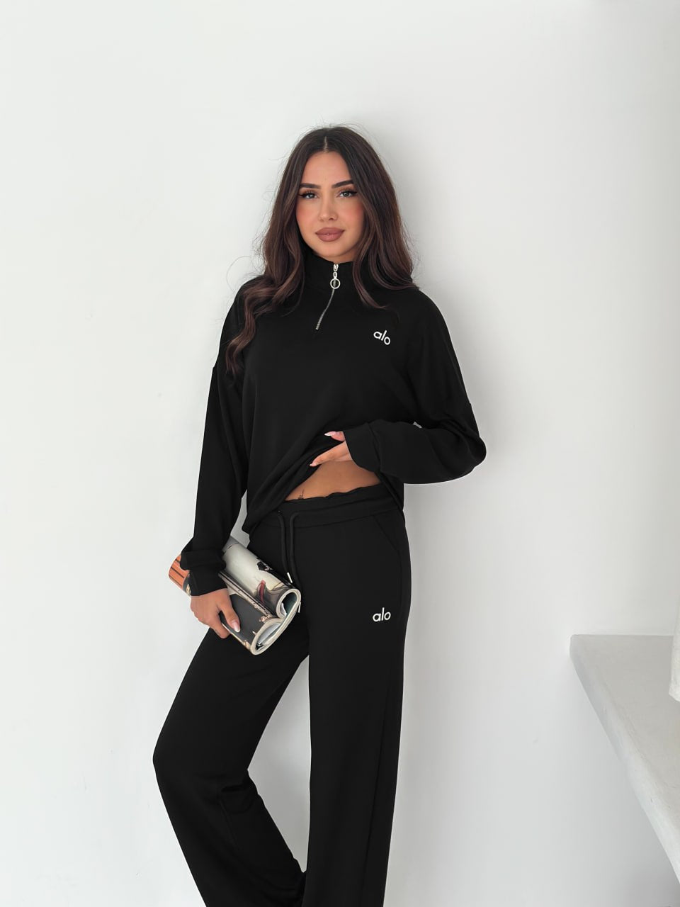 Yarım Fermuarlı Sweatshirt Palazzo Pantolon Takım