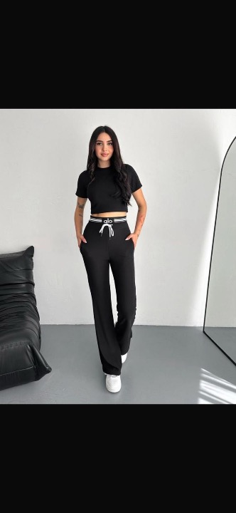 Crop T-Shirt Palazzo Eşofman Takım