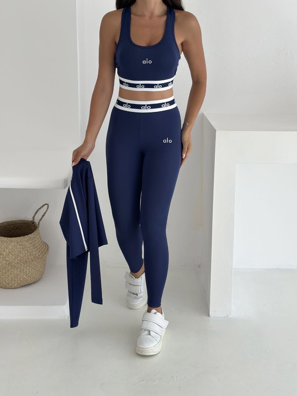 Tam Fermuarlı Sweatshirt,Büstiyer Tayt, 3’lü Full Set