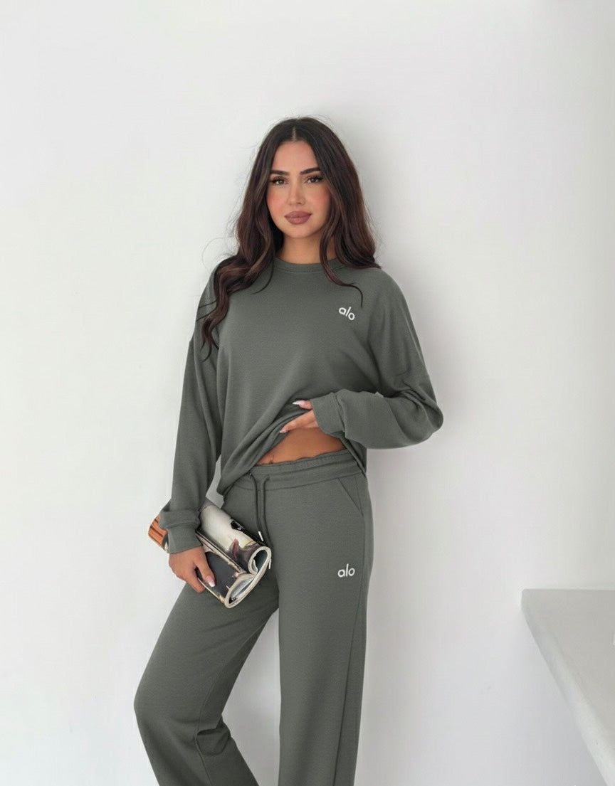 Klasik Sweatshirt Palazzo Pantolon Takım