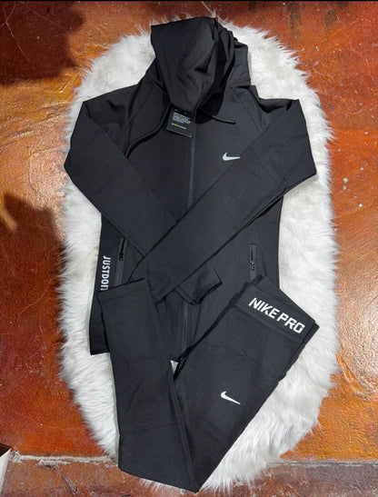 Tam Fermuarlı Kapüşonlu SweatShirt Tayt Takım