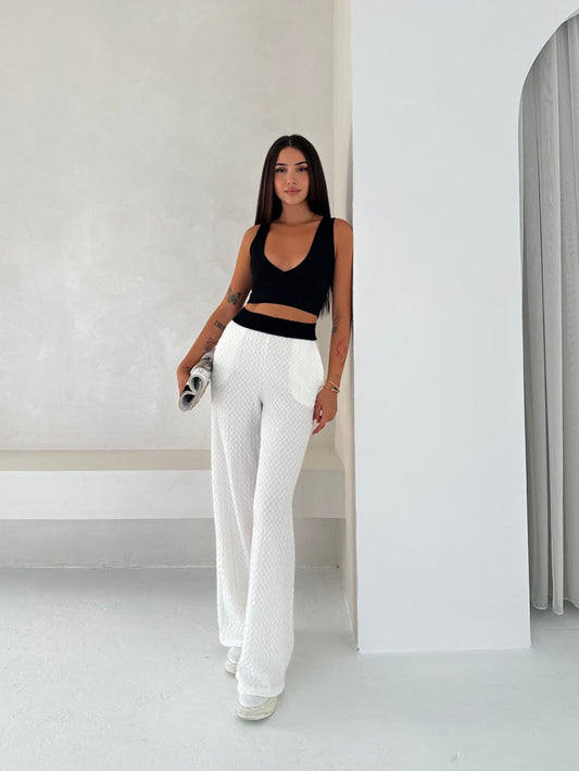 Kemer detaylı Gofre Pantolon