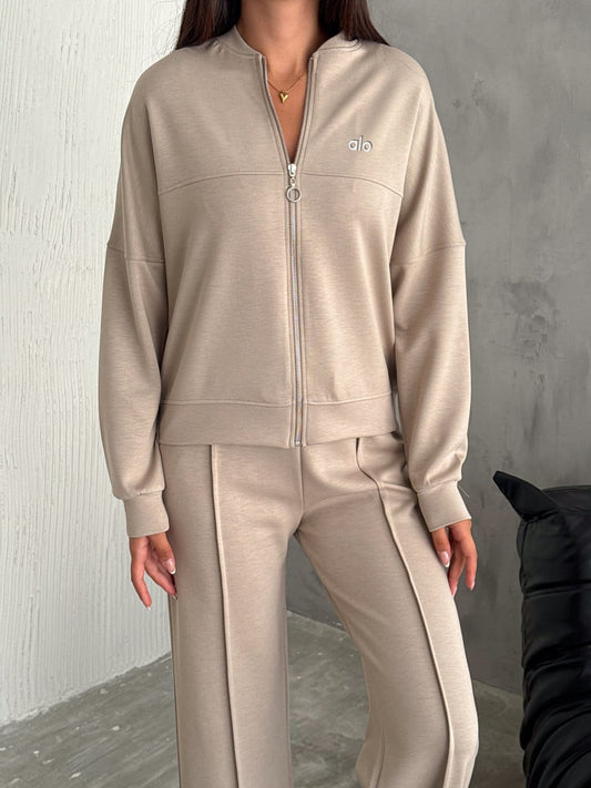 Tam Fermuarlı Sweatshirt Palazzo Pantolon Takım