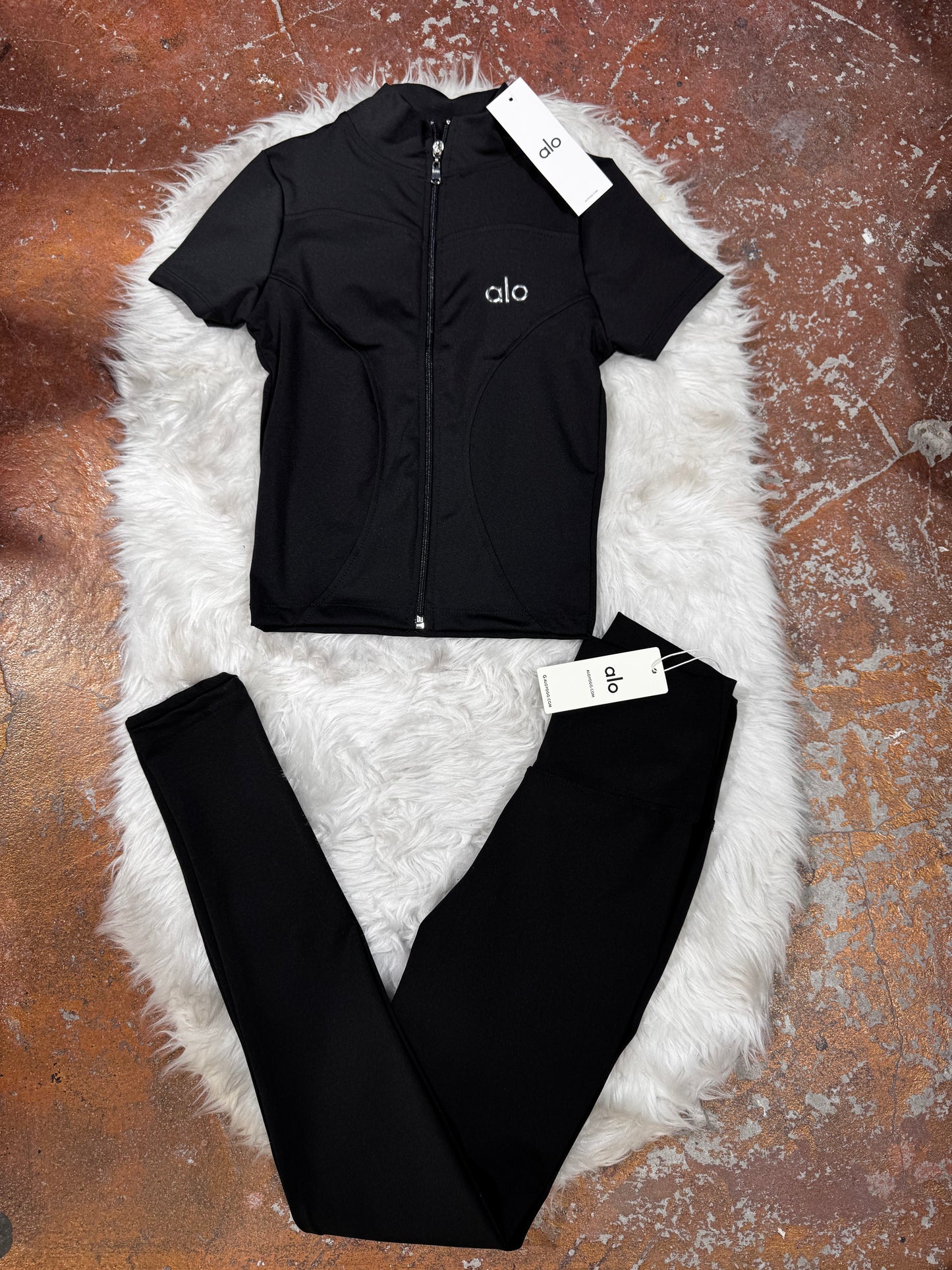 Slimfit Crop Tam Fermuarlı Tayt Takım