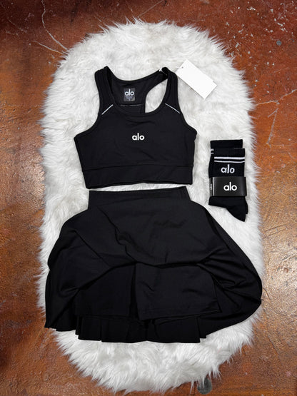 Siyah Büstiyer, Şortlu Etek,Çorap 3’lü Set