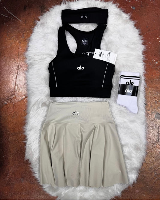 Sırt Detaylı Büstiyer Şortlu Etek Çorap Bandana Takım