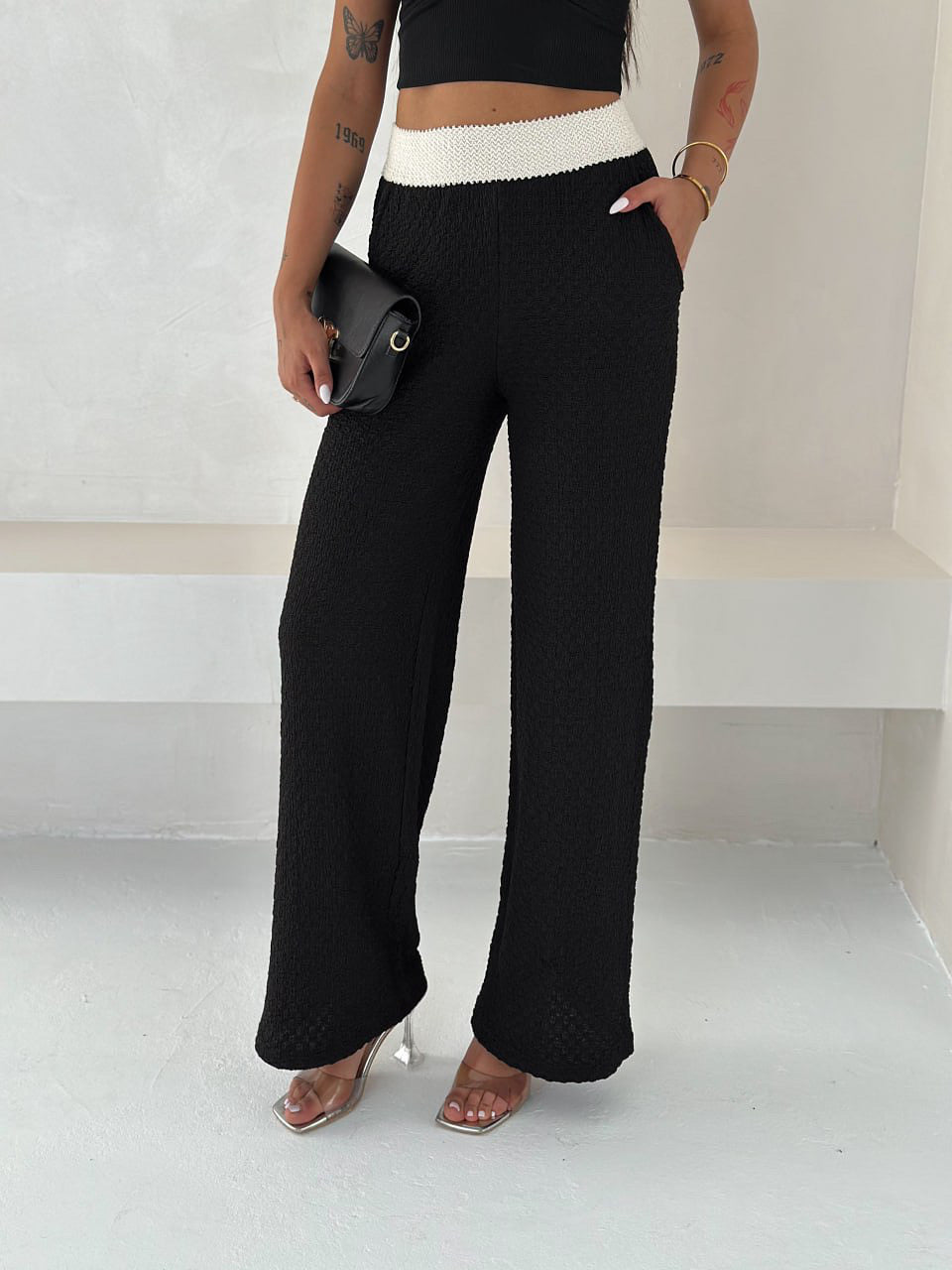 Kemer detaylı Gofre Pantolon