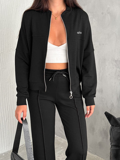 Tam Fermuarlı Sweatshirt Palazzo Pantolon Takım