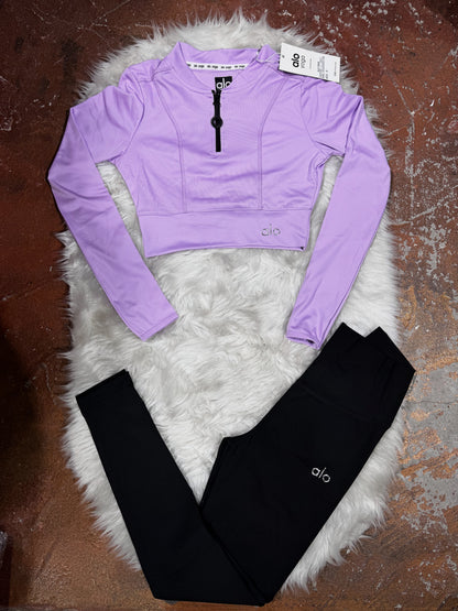 Premium Crop Yarım Fermuarlı Sweatshirt Tayt Takım