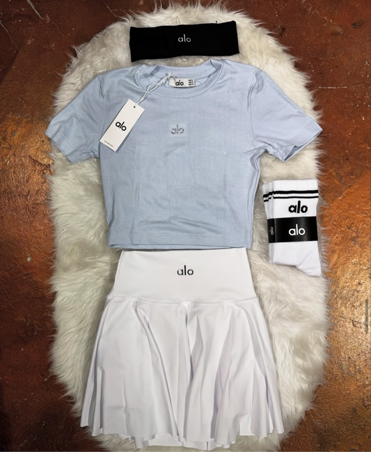 Crop T-Shirt Şortlu Etek Çorap Bandana Takım