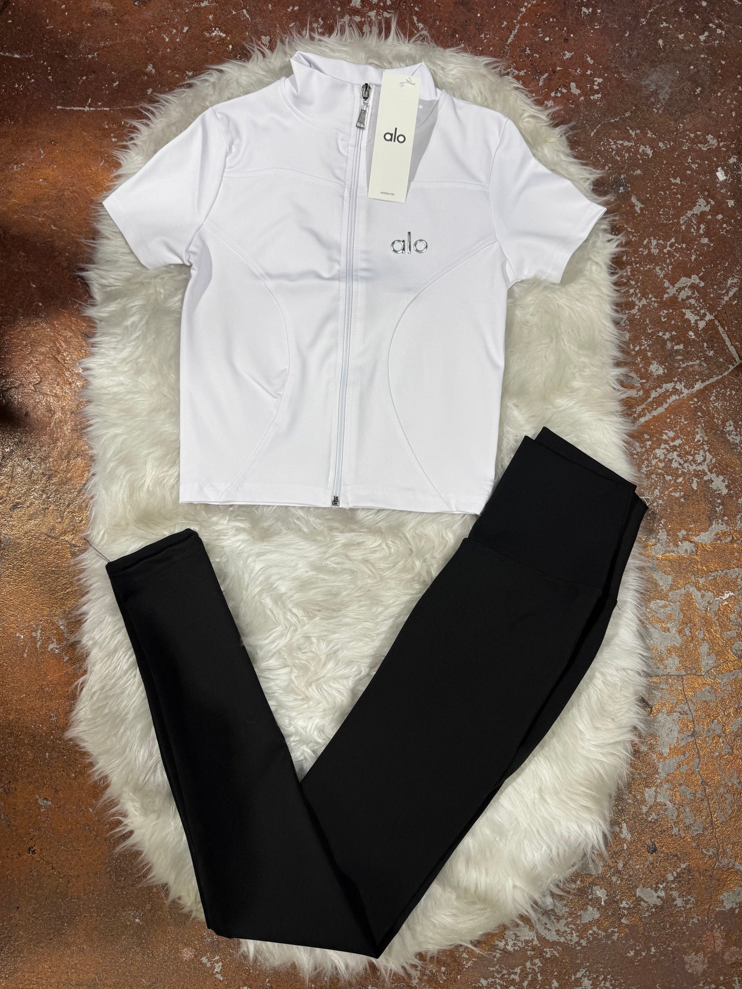 Slimfit Crop Tam Fermuarlı Tayt Takım