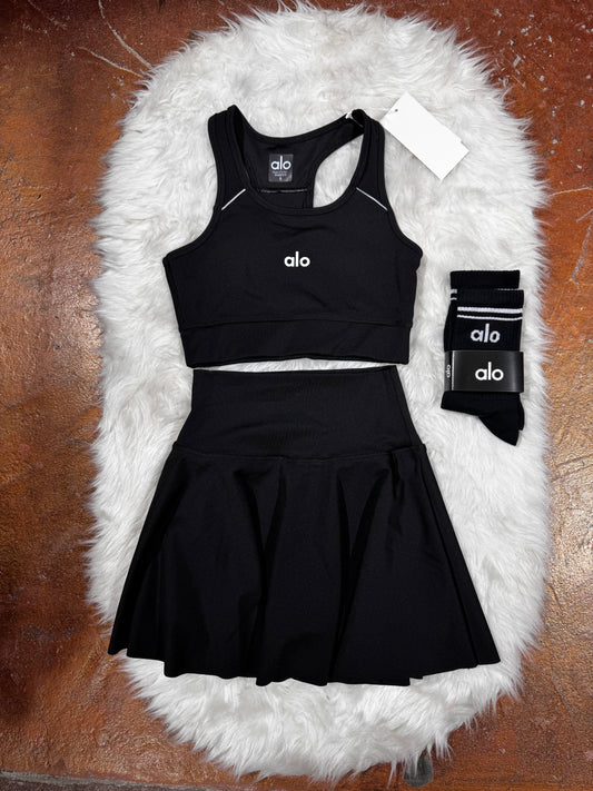 Siyah Büstiyer, Şortlu Etek,Çorap 3’lü Set