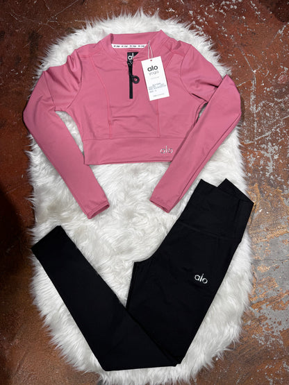 Premium Crop Yarım Fermuarlı Sweatshirt Tayt Takım