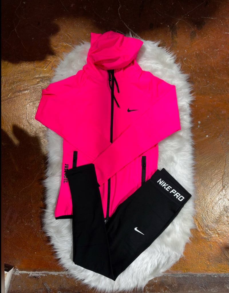 Nike Tam Fermuarlı Kapüşonlu SweatShirt Tayt Takım