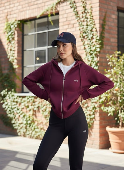 Kapüşonlu Tam Fermuarlı Sweatshirt Tayt Takım