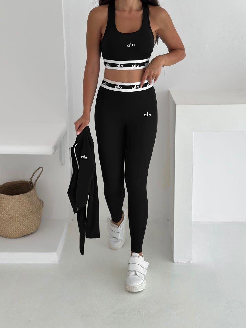 Tam Fermuarlı Sweatshirt,Büstiyer Tayt, 3’lü Full Set