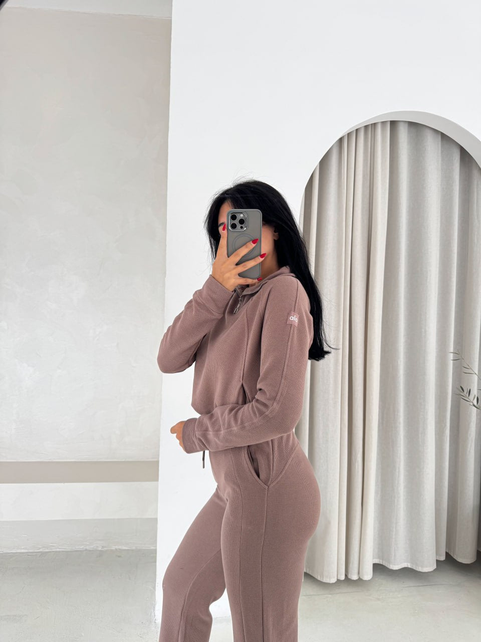 Waffle Yarım Fermuarlı Sweatshirt Pantolon Takım