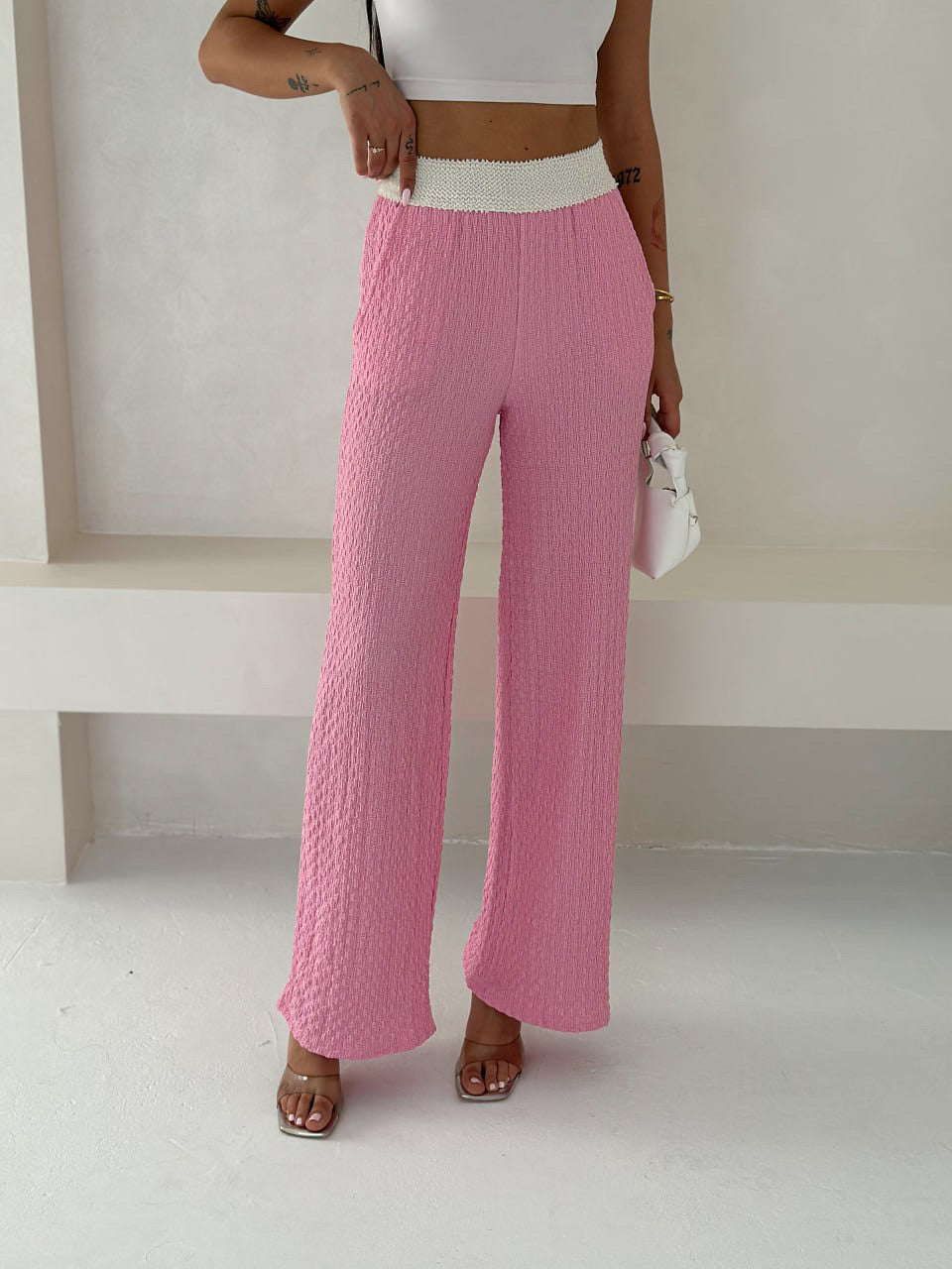 Kemer detaylı Gofre Pantolon