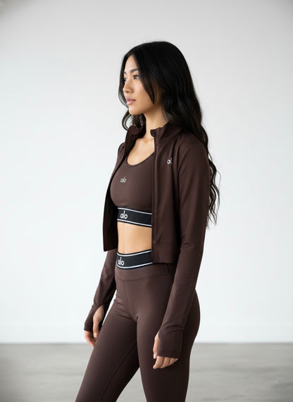 Tam Fermuarlı Sweatshirt,Büstiyer Tayt, 3’lü Full Set