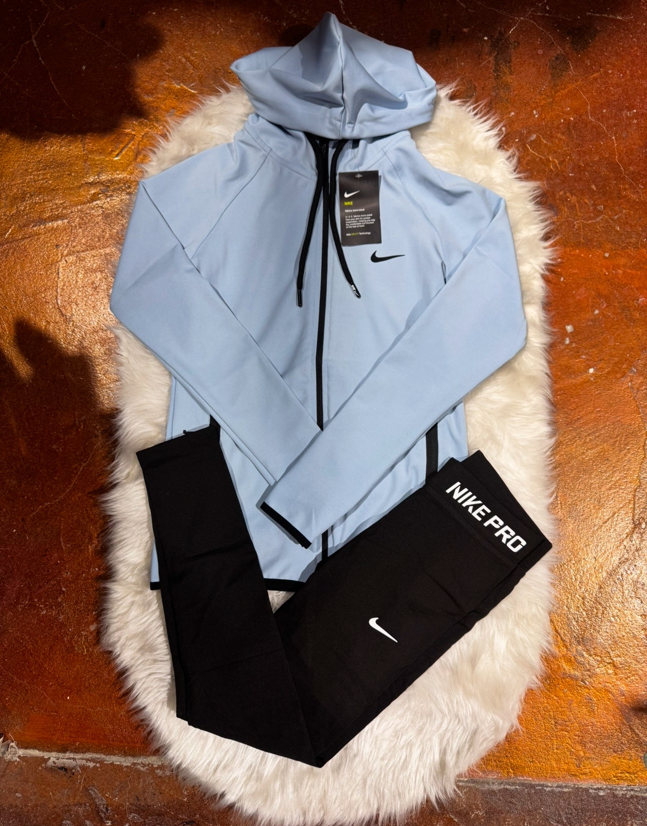 Tam Fermuarlı Kapüşonlu SweatShirt Tayt Takım