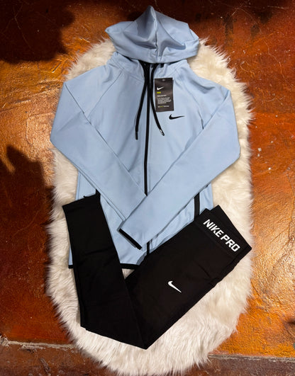 Tam Fermuarlı Kapüşonlu SweatShirt Tayt Takım