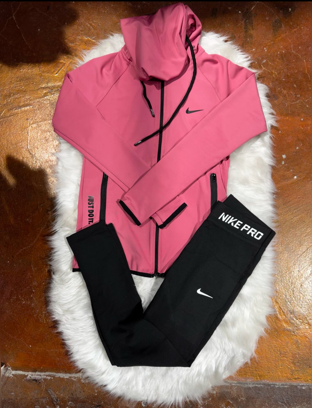 Tam Fermuarlı Kapüşonlu SweatShirt Tayt Takım