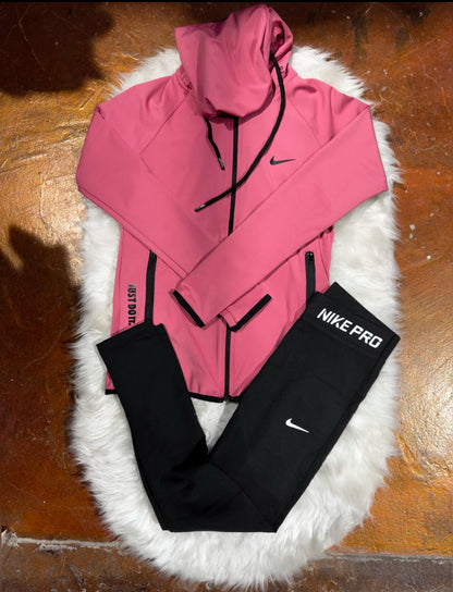 Tam Fermuarlı Kapüşonlu SweatShirt Tayt Takım