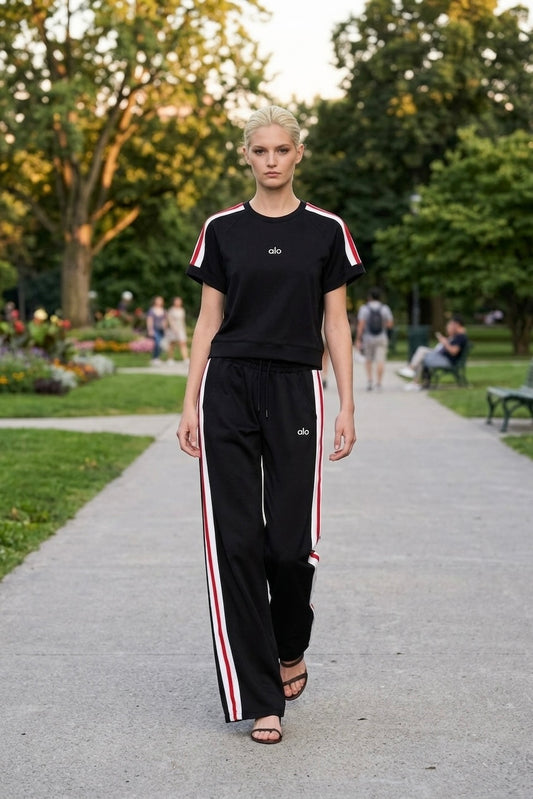 Şeritli T-Shirt Pantolon Takım