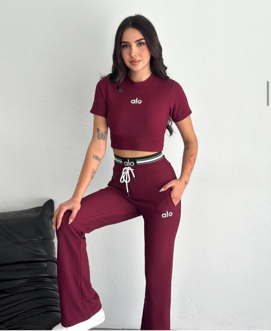 Crop T-Shirt Palazzo Pantolon Takım