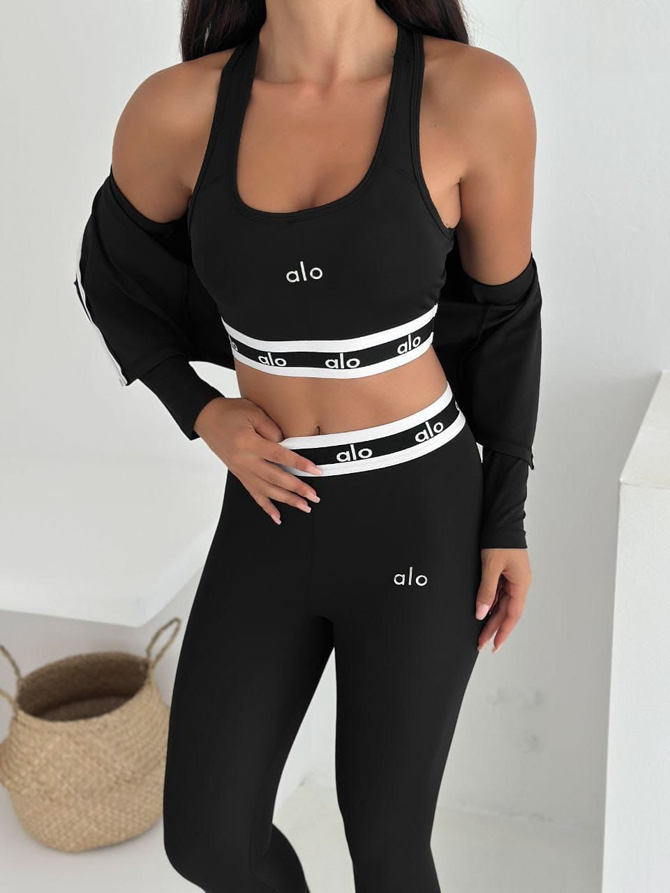 Tam Fermuarlı Sweatshirt,Büstiyer Tayt, 3’lü Full Set