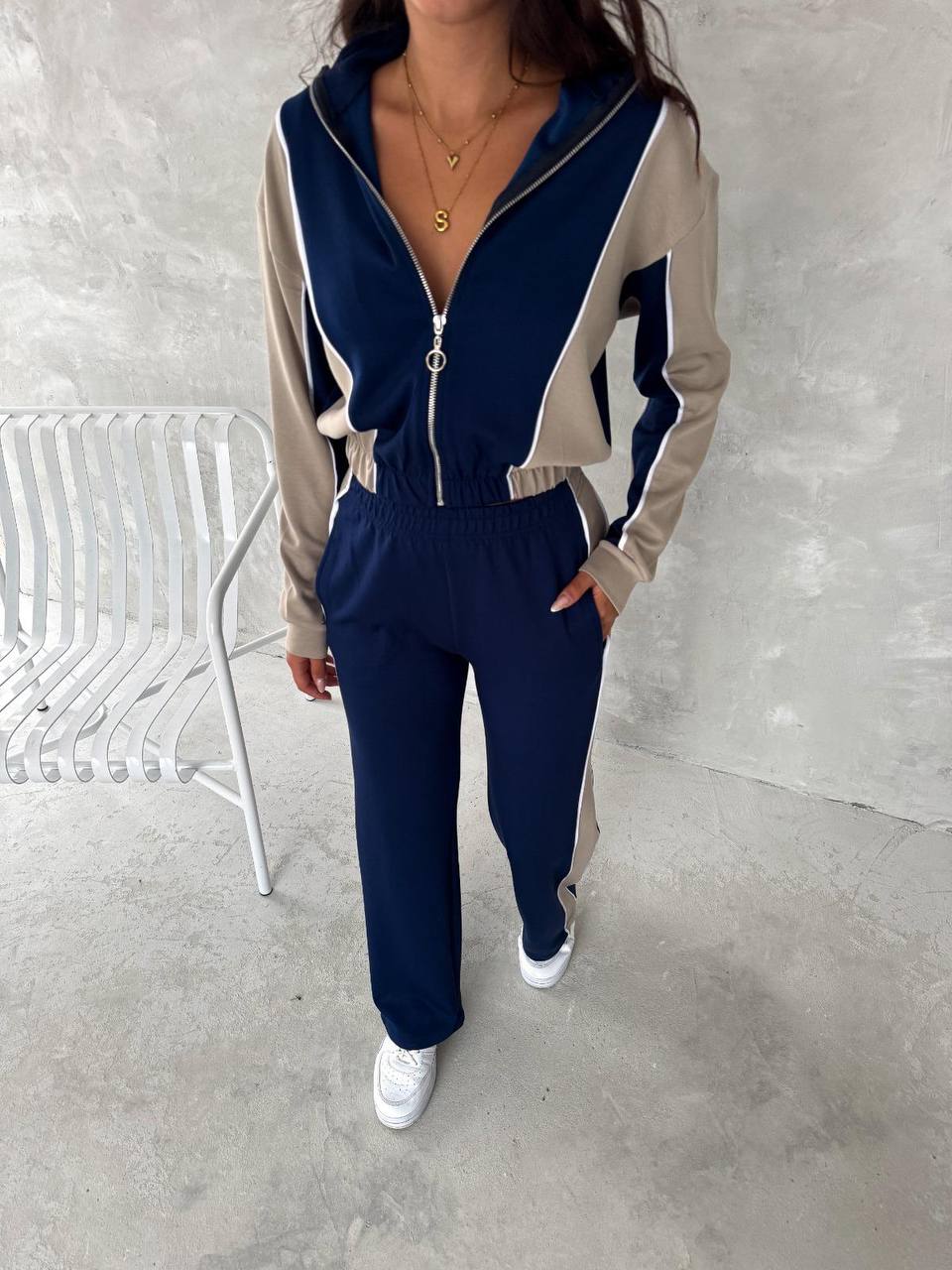 Tam Fermuarlı Sweatshirt Palazzo Pantolon Takım