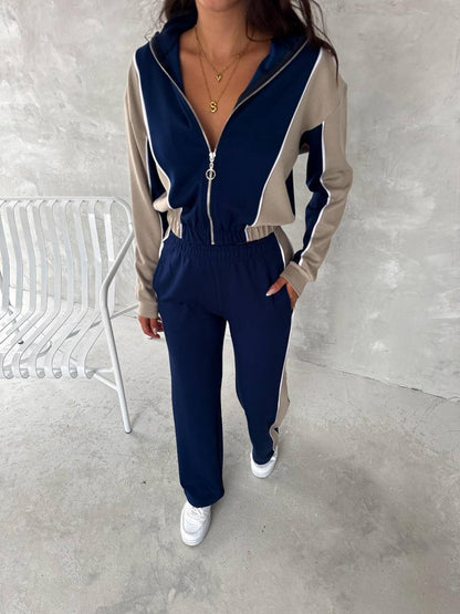 Tam Fermuarlı Sweatshirt Palazzo Pantolon Takım