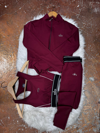 Tam Fermuarlı Sweatshirt,Büstiyer Tayt, 3’lü Full Set
