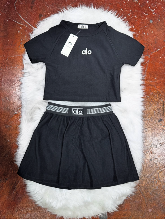 Crop T-Shirt Şortlu Etek Takım