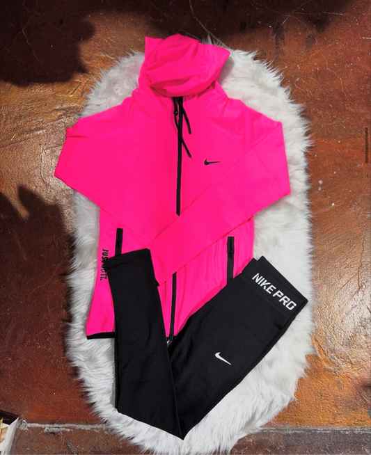 Tam Fermuar Kapüşonlu Sweatshirt Tayt Takım