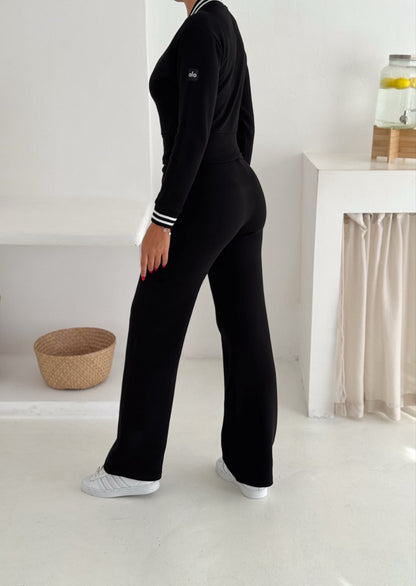 Waffle Tam Fermuarlı Sweatshirt Pantolon Takım