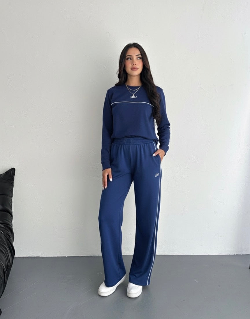 Biyeli Sweatshirt Palazzo Pantolon Takım