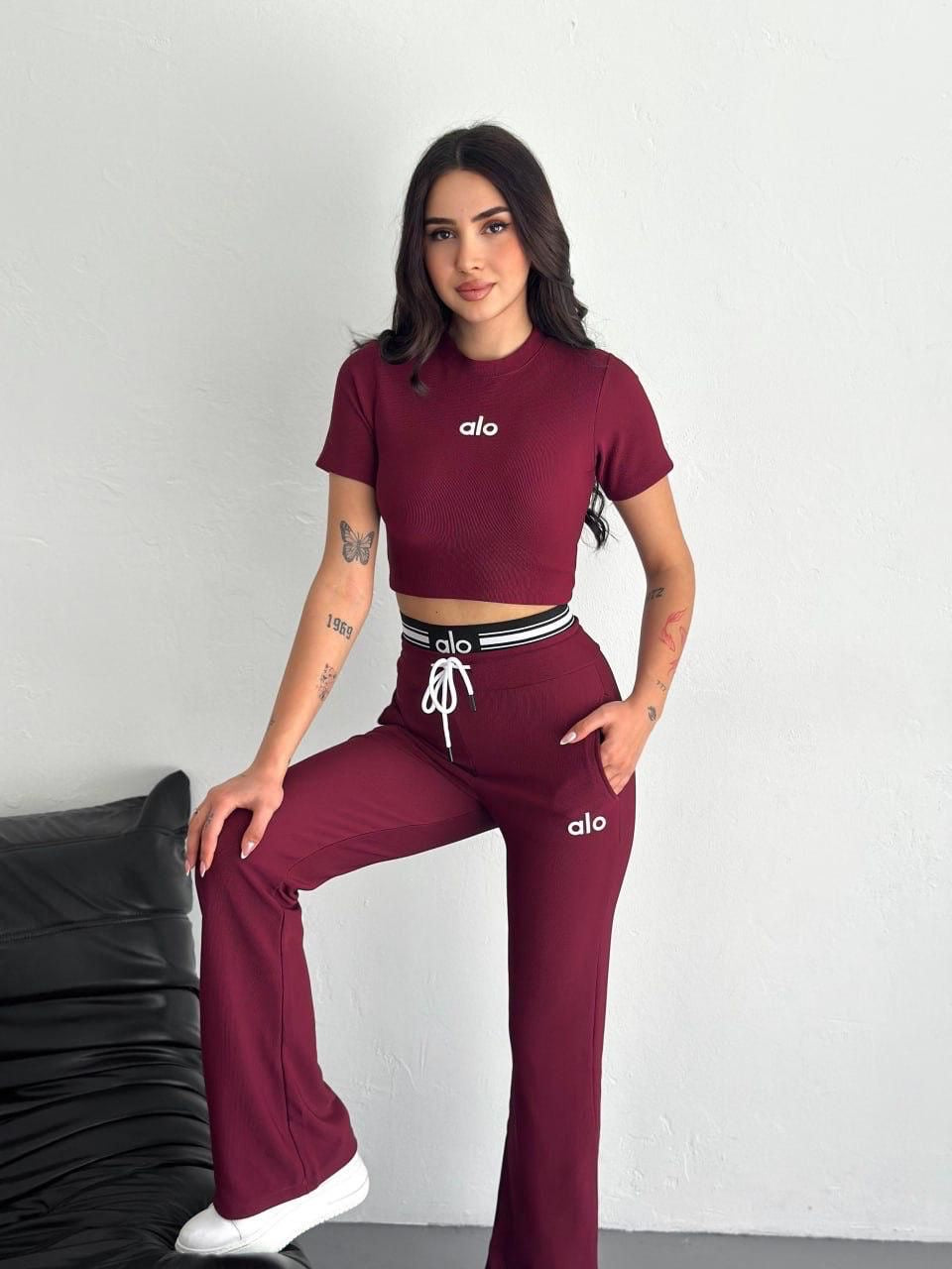 Ottoman Crop T-Shirt Palazzo Pantolon Takım