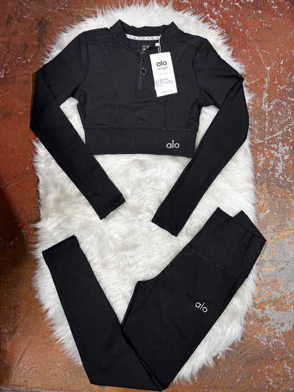 Premium Crop Yarım Fermuarlı Sweatshirt Tayt Takım