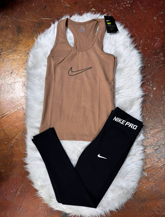Kahverengi Atlet Pro Tayt Takım