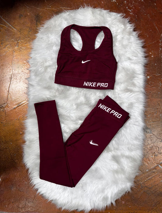 Bordo Büstiyer Pro Tayt Takım